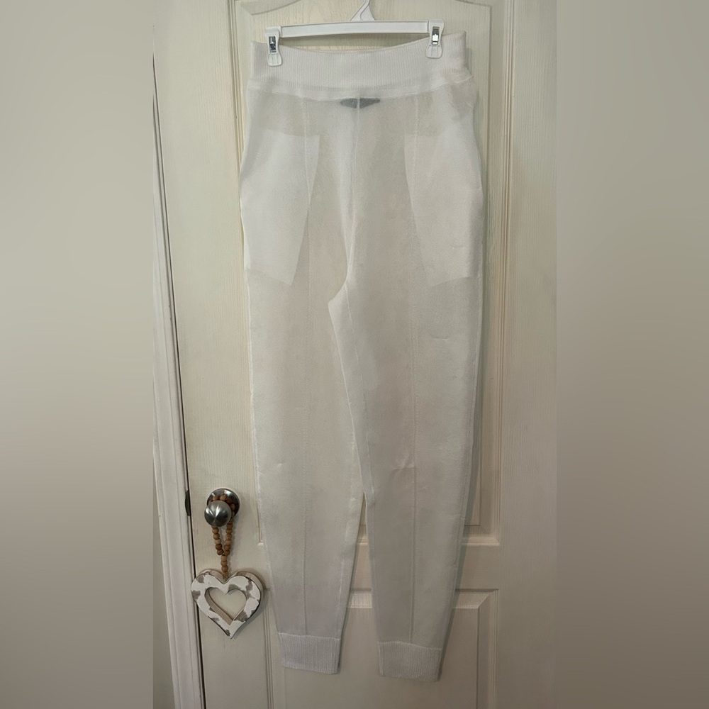 Sally LaPointe Sheer White Jogger Pants